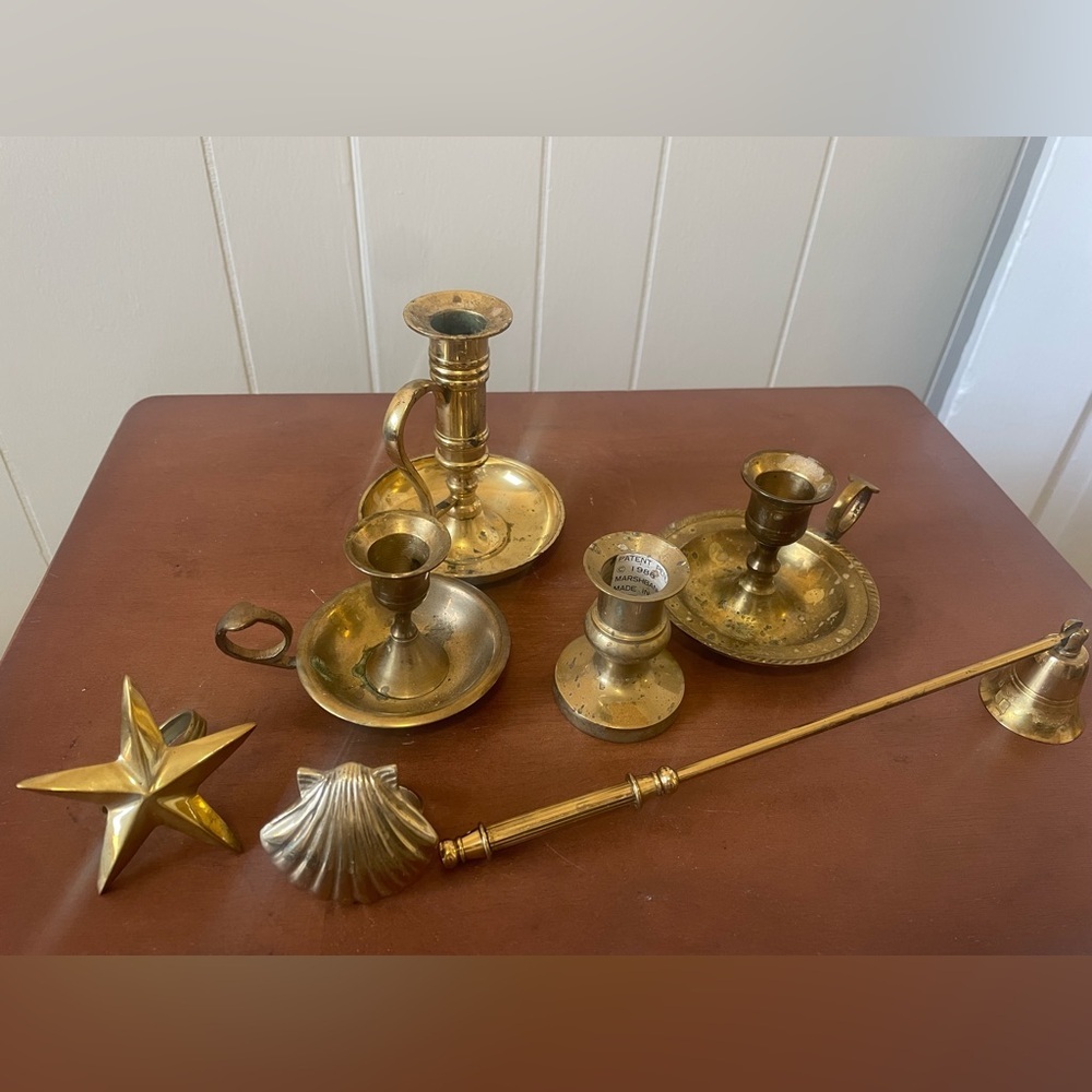Vintage Brass Candle Holders Set
